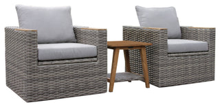 3-Piece Teak and Wicker Storage Chat Set