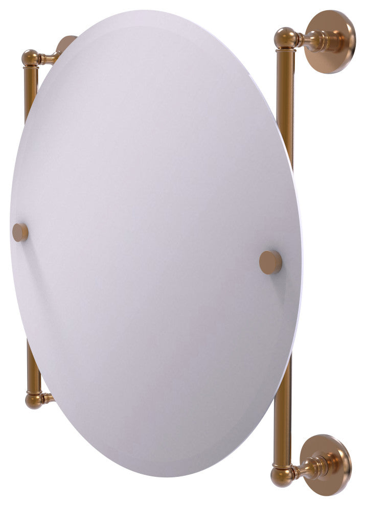 Prestige Skyline Round Frameless Rail Mounted Mirror, Brushed Bronze