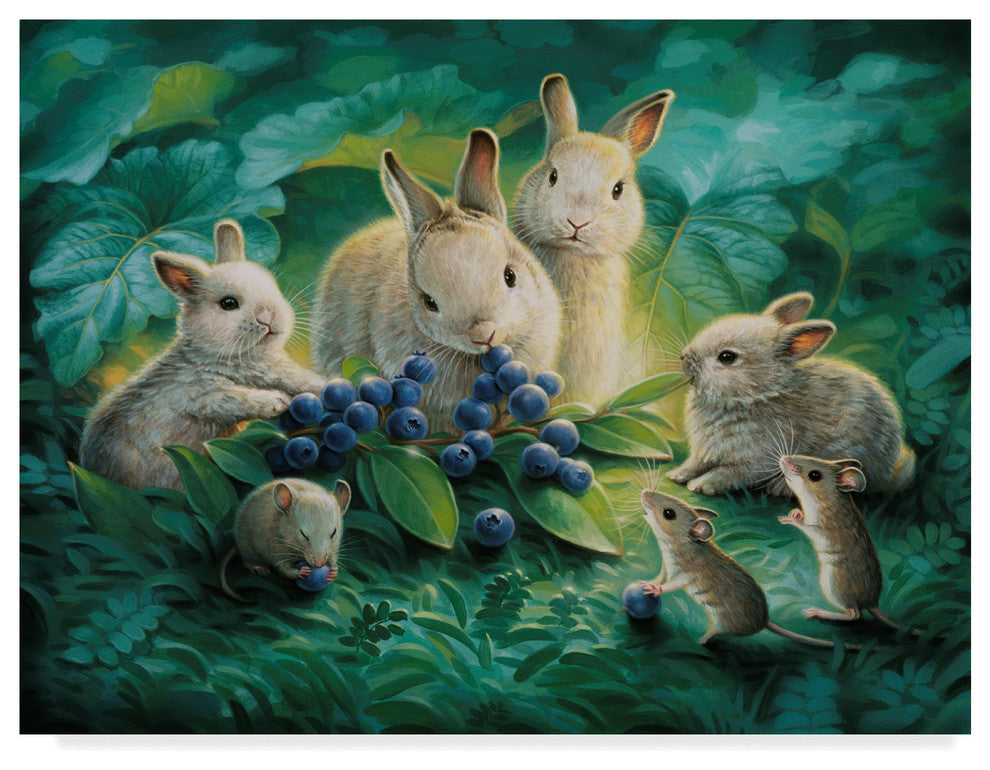 Kirk Reinert 'Blueberry Lunch' Canvas Art, 47"x35"