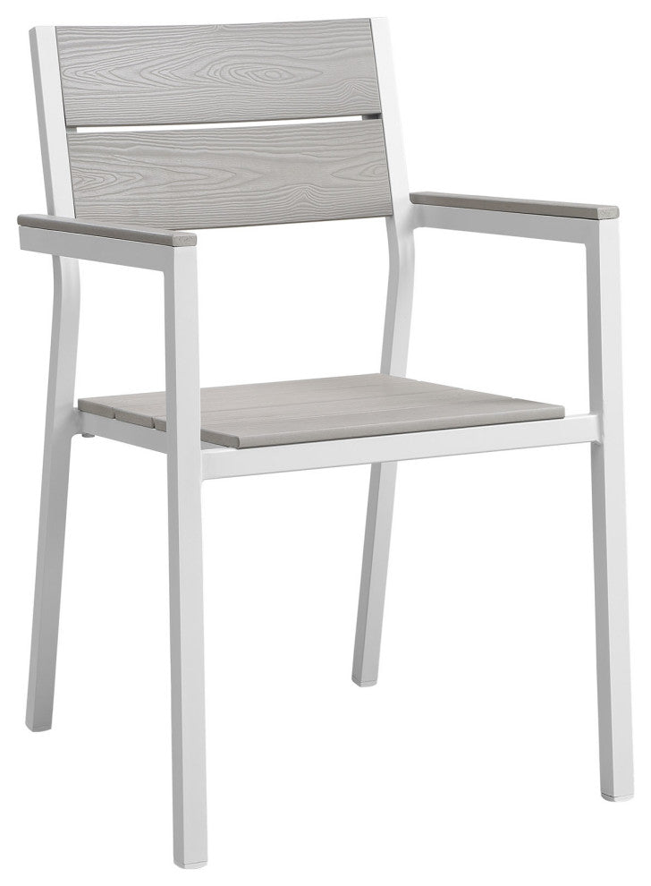 White Light Gray Maine 3 Piece Outdoor Patio Dining Set