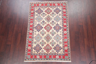 Handmade Traditional Kazak Pakistani Oriental Area Rug, Beige, 5'11"X3'11"
