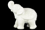 Ceramic Standing Trumpeting Ceremonial Elephant Figurine, White