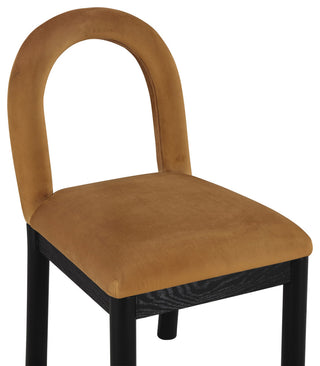 Conrad Upholstered Dining Chair, Saddle, Velvet, Black Finish