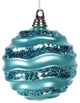 Vickerman M132112 8" Turquoise Stripe Candy Finish Wave Ball Christmas Ornament