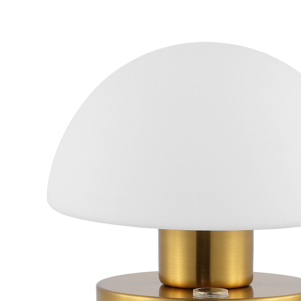 Zoe 5.75" Bohemian Farmhouse Iron Rechargeable Integrated LED Table Lamp, Gold