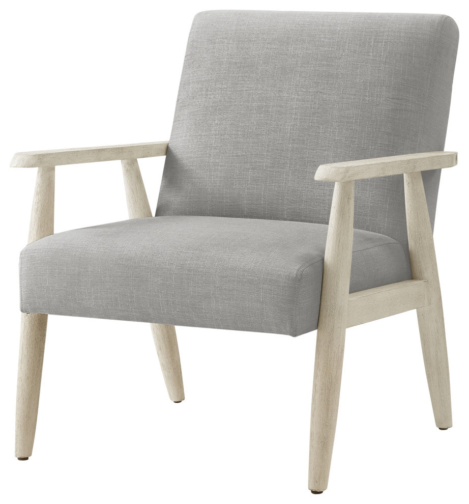 Rustic Manor Gian Armchair Upholstered, Gray and Cream Linen