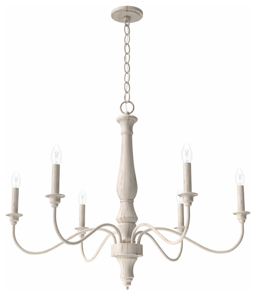 Teren Distressed White 6 Light Chandelier Ceiling Light Fixture