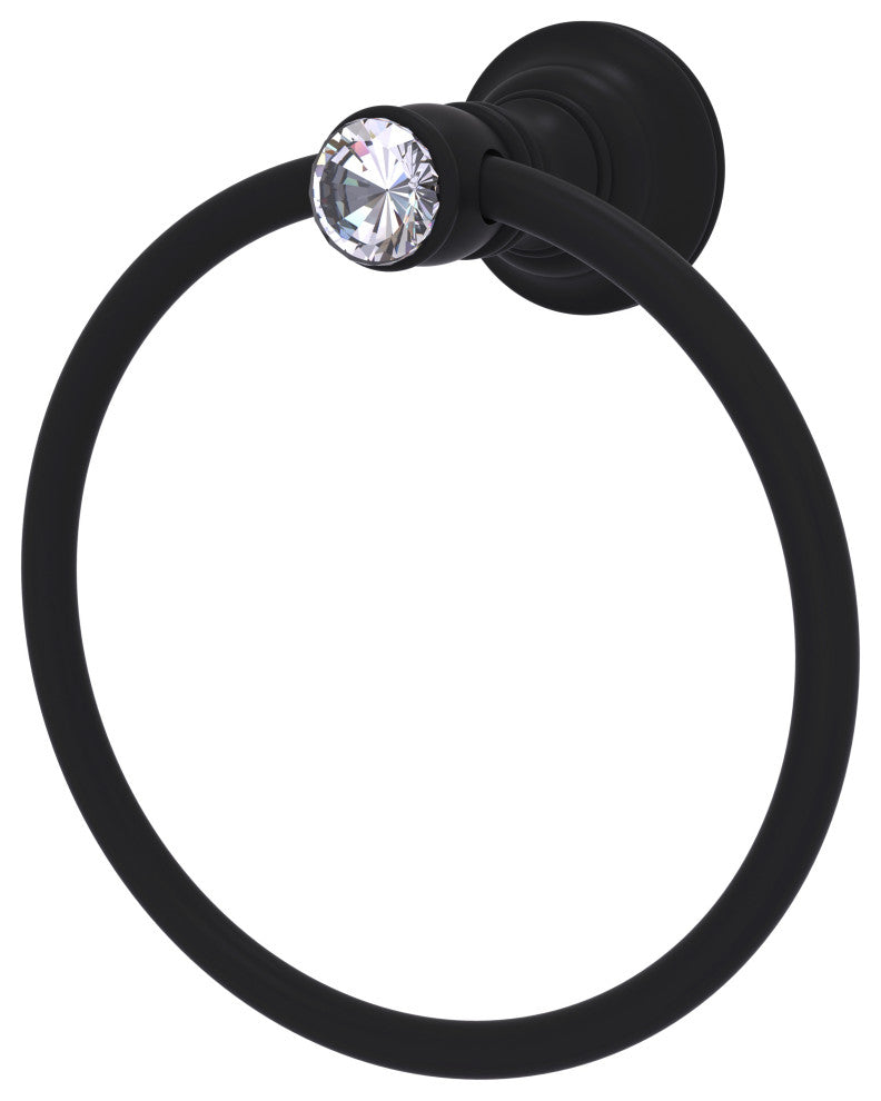 Carolina Crystal Towel Ring, Matte Black