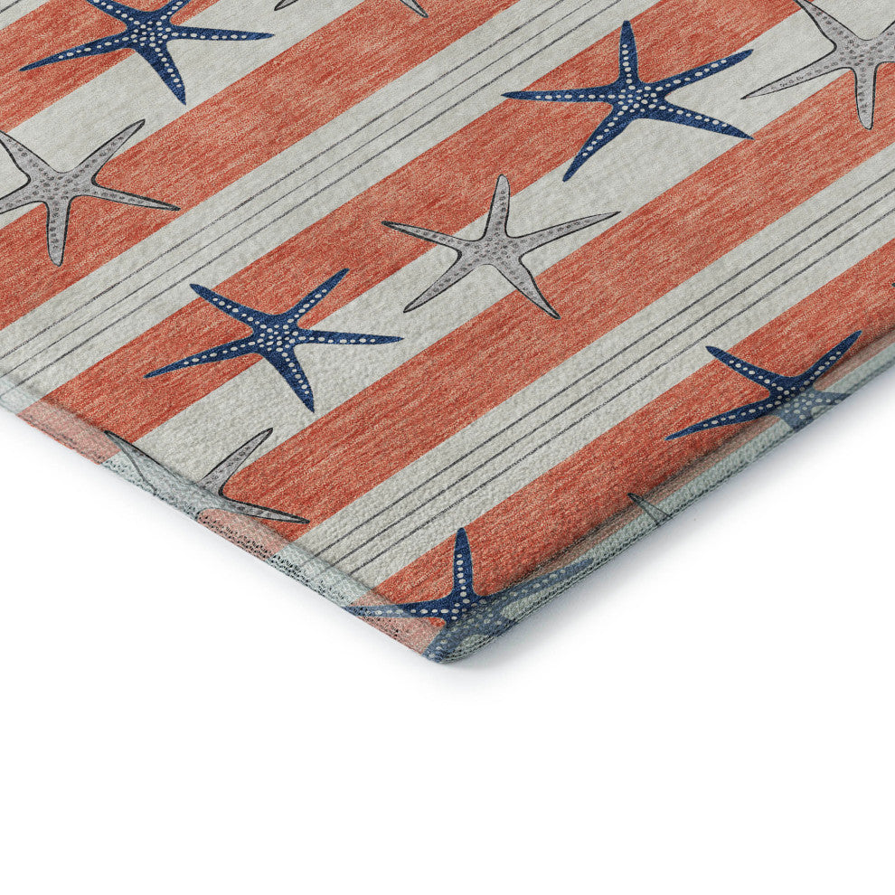 Addison Premium Washable Mayfield AMF191 Orange 3' x 5' Rug