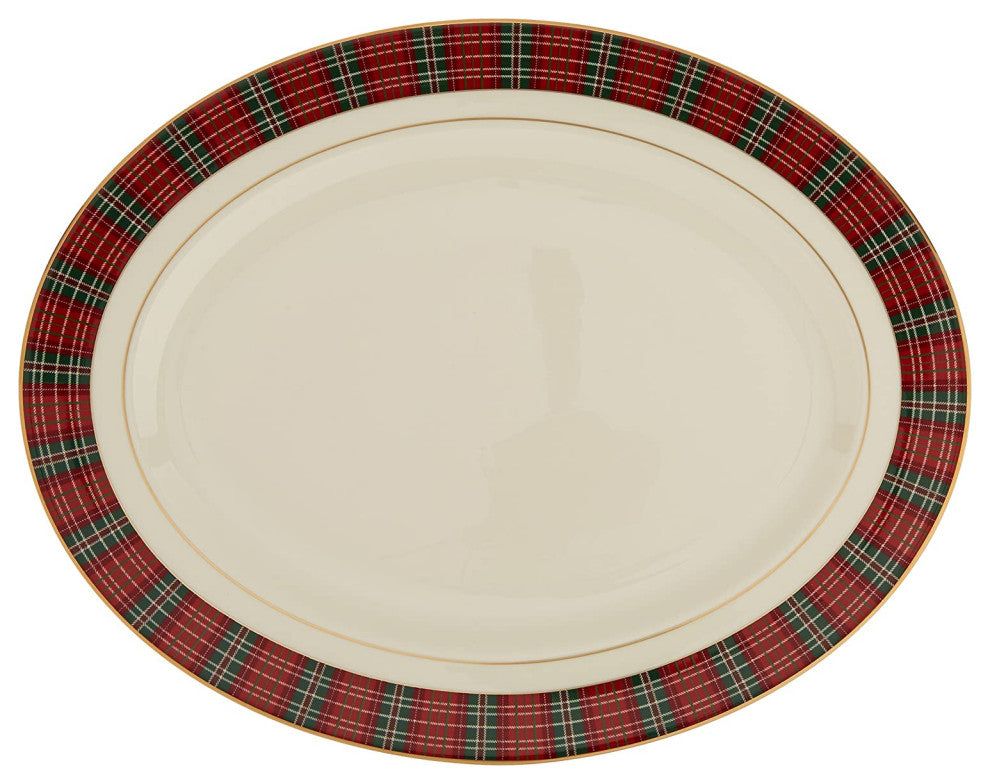 Lenox Winter Greetings Plaid 16 Inch Platter