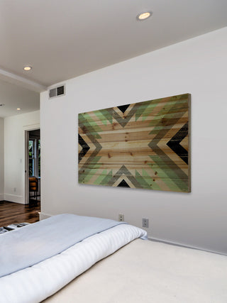"Green Paths" Painting Print on Natural Pine Wood