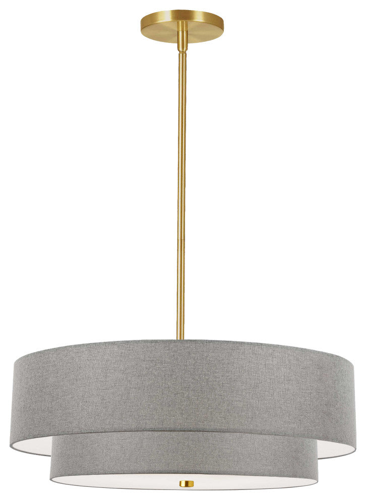 Aged Brass Transitional Pendant, Gray Shade