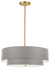 Aged Brass Transitional Pendant, Gray Shade