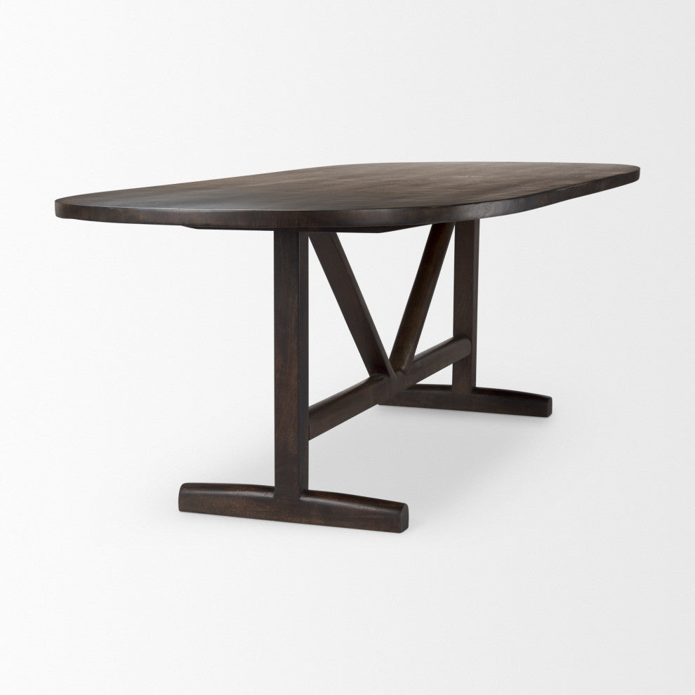 Viktor 94"L Dark Brown Solid Wood Dining Table