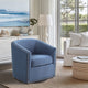 Madison Park Tyler Upholstered Swivel Barrel Chair with Nailheads, Blue