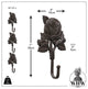 Cast Iron Sweetheart Rose Wall Hooks, Set of 4