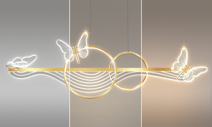 Aigle | Gold Butterfly Chandelier for Dining Room, Gold, Cool Light