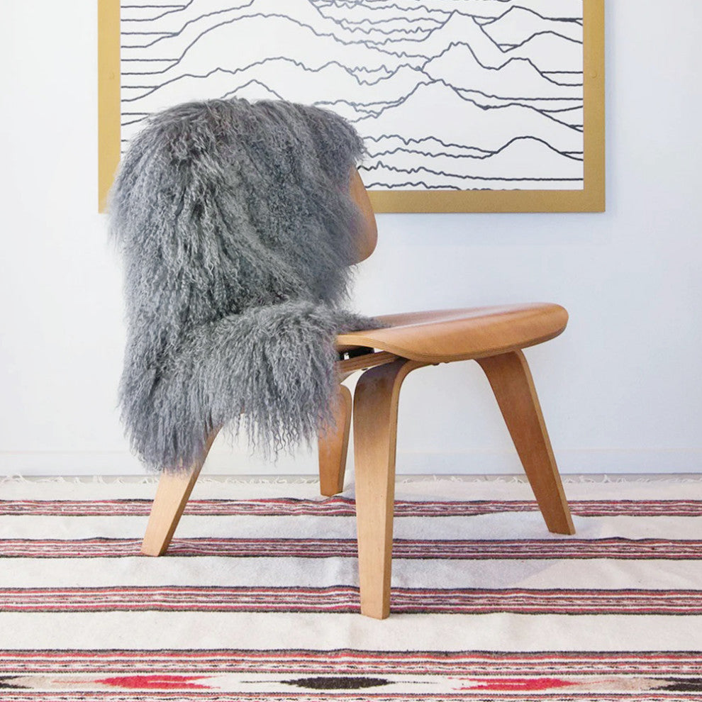 Bowron Mongolian Lambskin Throw Rug, Steel