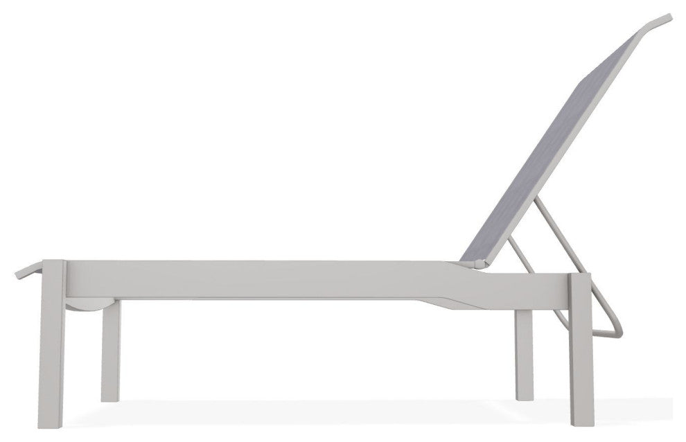 Leeward Sling Stackable Outdoor Chaise Lounge, Brooks/Warm Gray