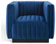 Tufted Armchair Accent Chair, Velvet, Blue Navy, Modern, Lounge Hospitality