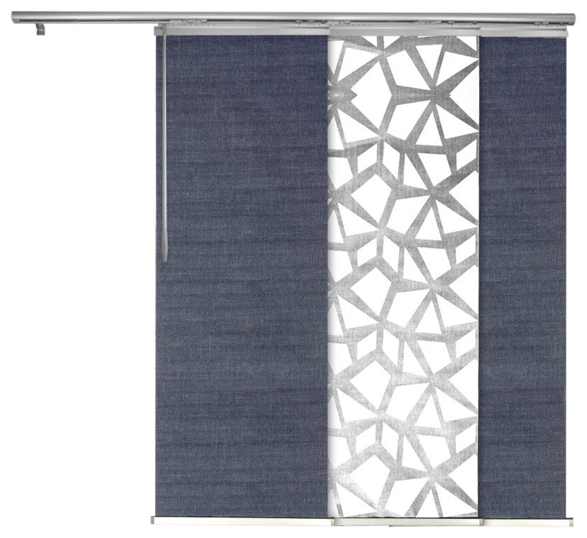 Scattered-Azure Extendable Panel Track Room Divider Vertical Blinds 94"Hx36-66"W