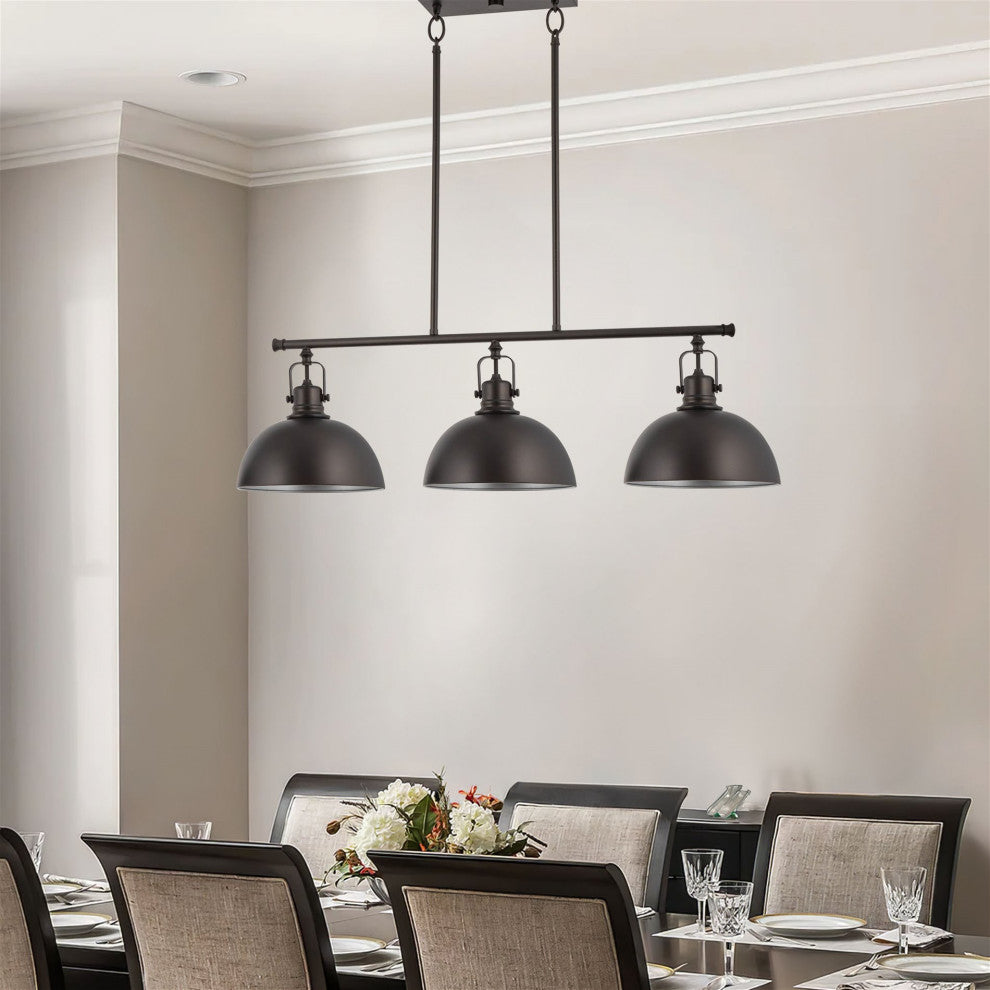 Kira Home Belle 34" Kitchen Island Light, Dome Shades, Swivel Joints, Oil Rubbed