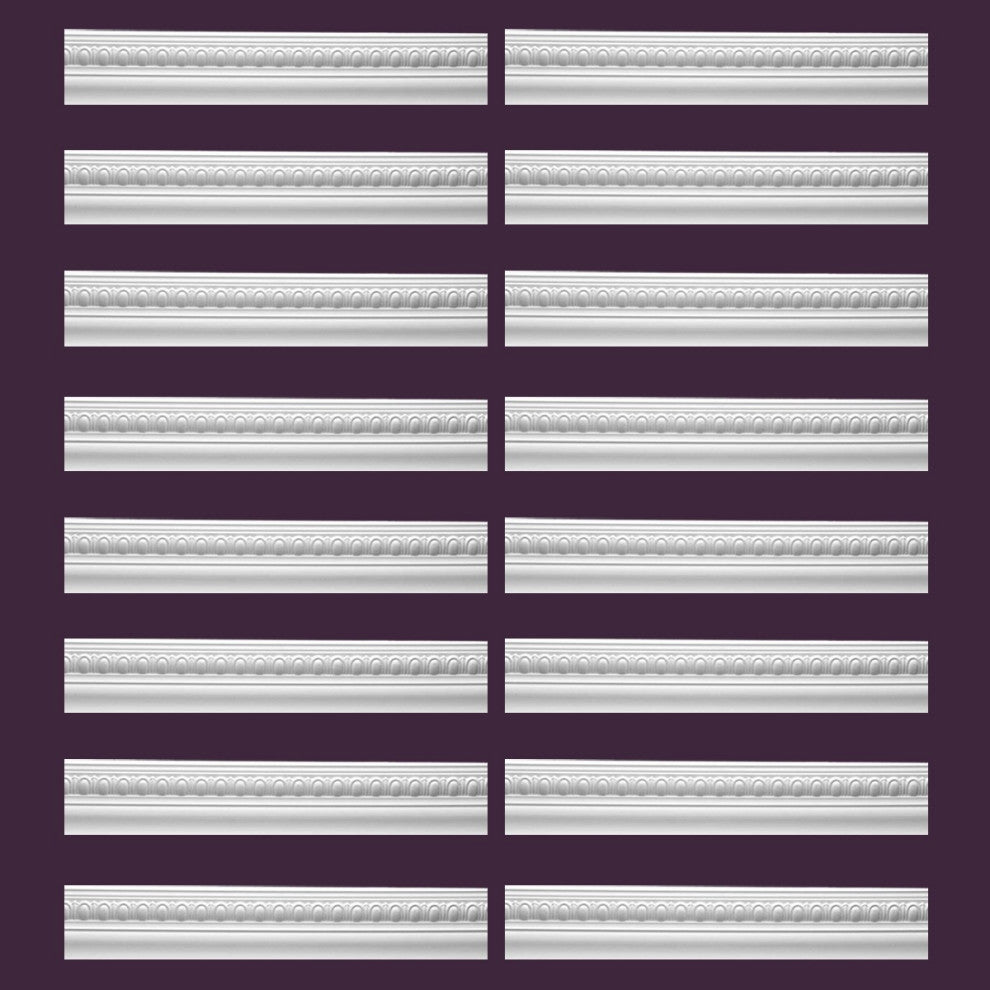 Cornice White Urethane Jefferson Ornate Design 16 Pieces Totaling 1516" Length
