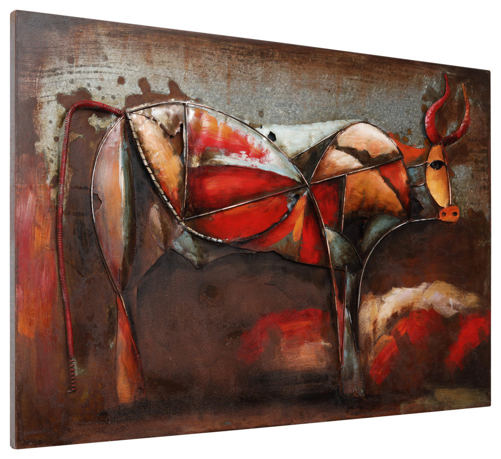 "Bullish" Primo Mixed Media Hand Painted Iron Wall Sculpture