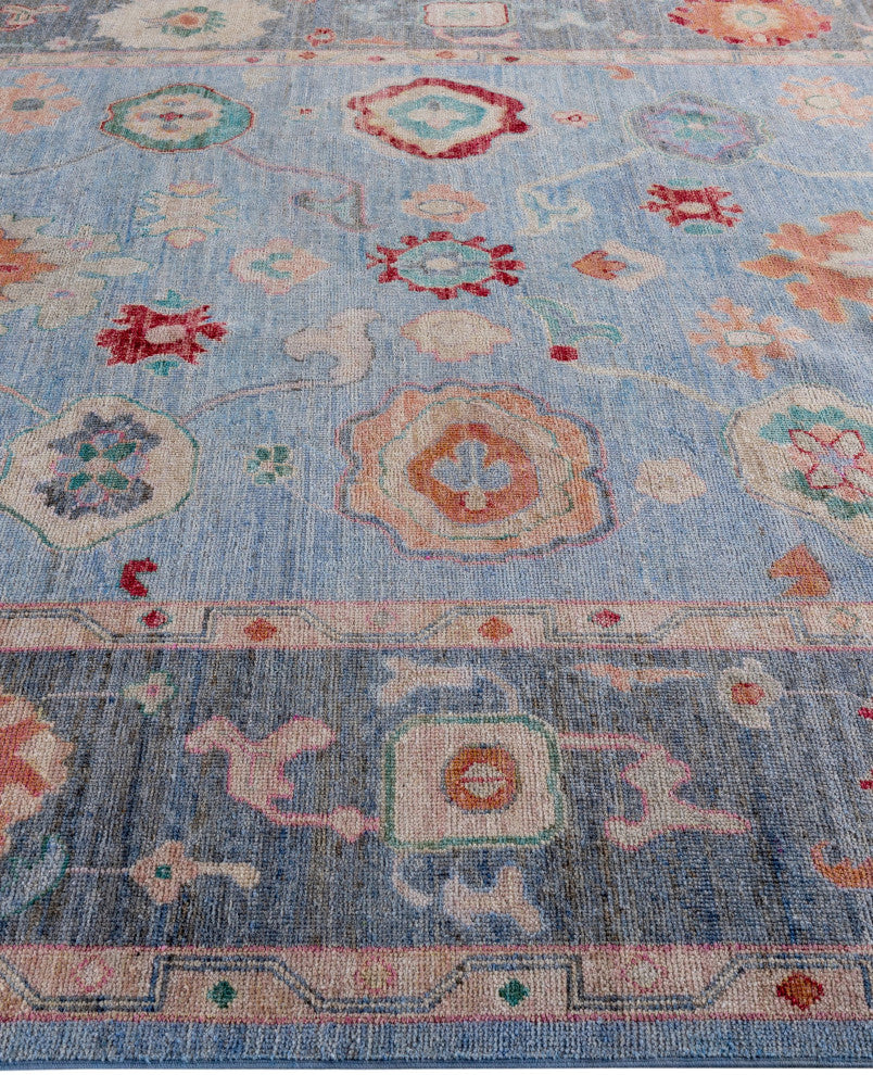 Oushak One-of-a-Kind Hand-Knotted Area Rug Light Blue, 8'0" x 9'9"
