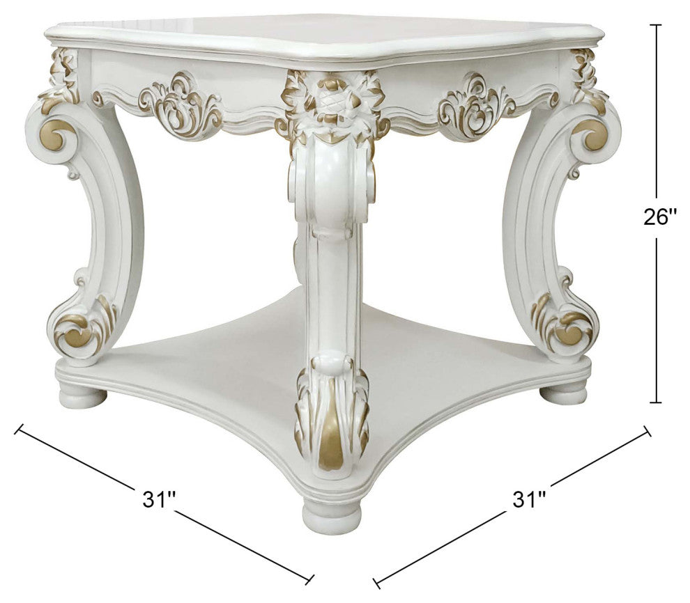 Acme Vendome End table Antique Pearl Finish