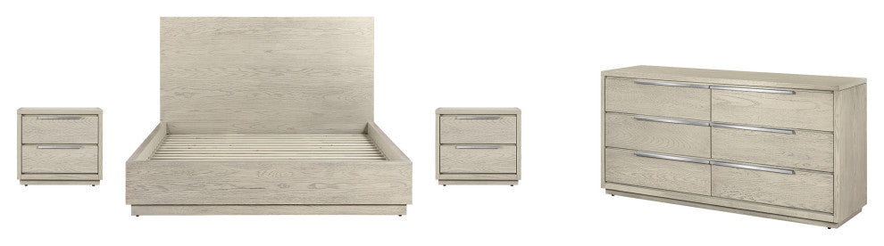 Abbey 4-Piece Bedroom Set, Gray Oak Wood, Queen