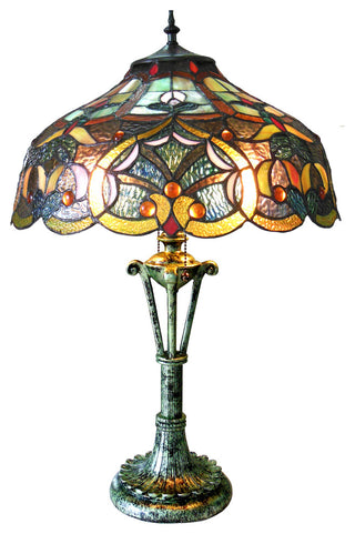 ALESSANDRA Tiffany-style 2 Light Victorian Table Lamp 17inches Shade