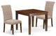 3Pc Dinette Set, Square Table, Two Parson Chairs, Light Fawn Fabric, Mahogany