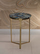 "La Sardaigne" 20" Tall Brass Side Table / End Table, Blue Agate