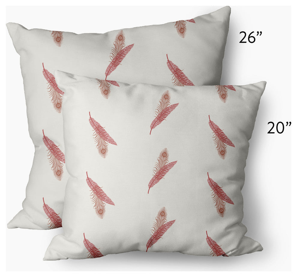 Feather Stripe Decorative Throw Pillow, Ligonberry Red, 26"x26"