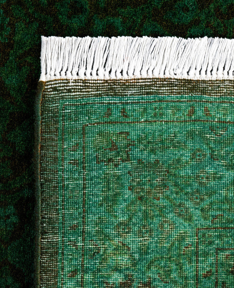 Overdyed One-of-a-Kind Hand-Knotted Area Rug Green, 2' 7" x 8' 3"