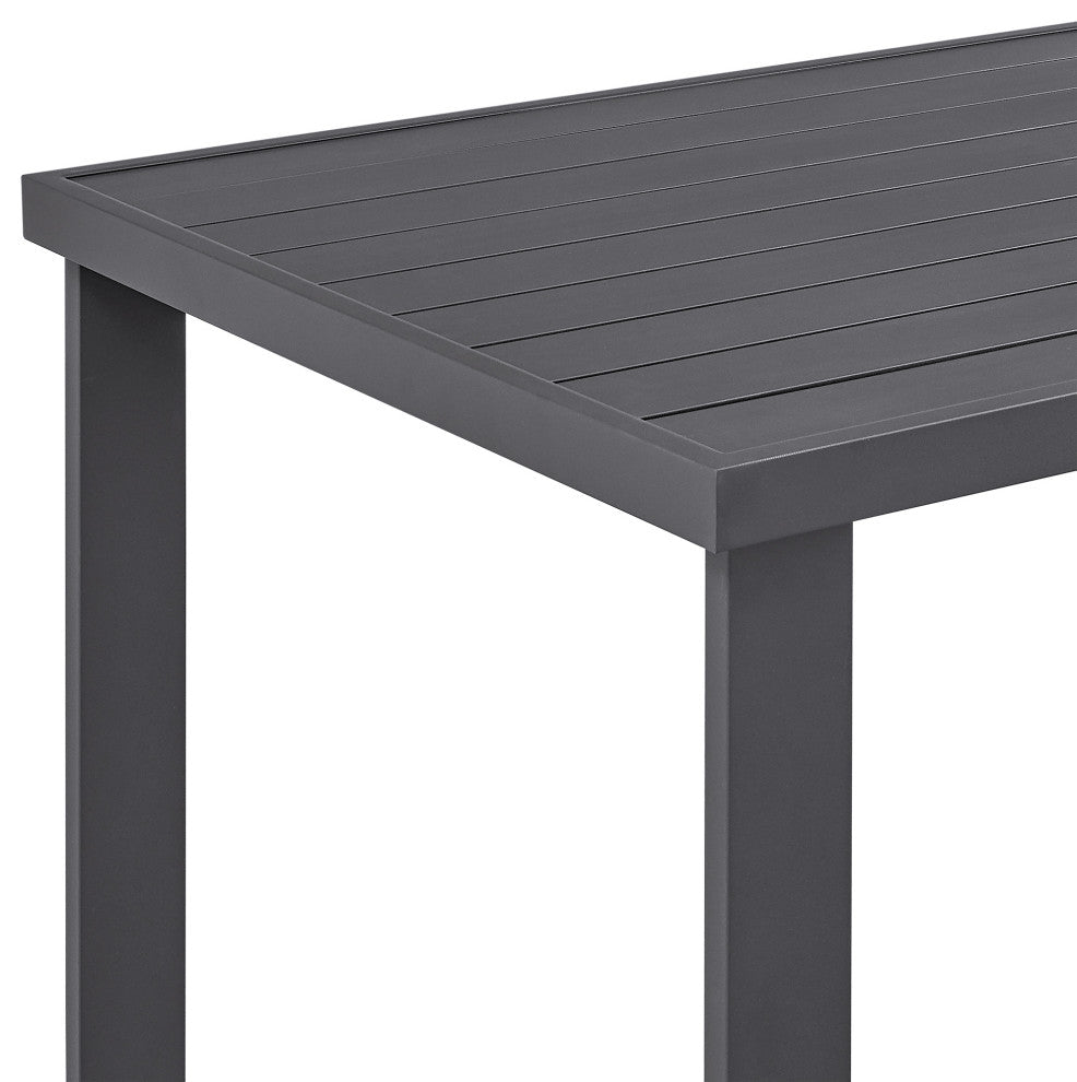Argiope Outdoor Patio 5-Piece Bar Table Set, Aluminum With Gray Cushions