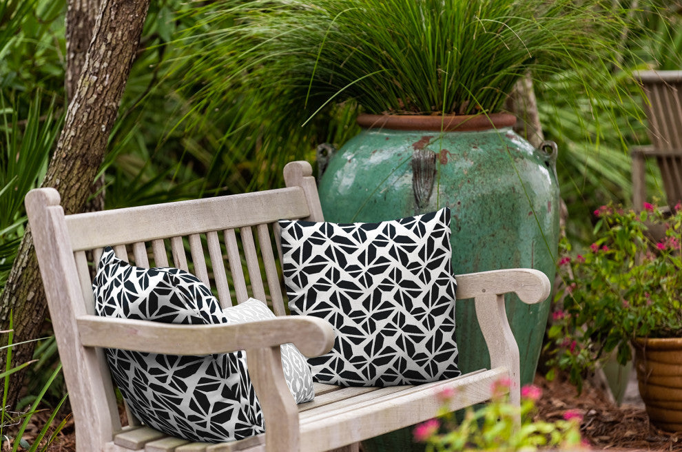 Kaleidoscope Graffiti Indoor/Outdoor Throw Pillow, Black, 20"x20"