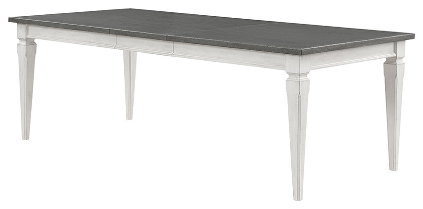 ACME Katia Dining Table With Leaf, Rustic Gray & Weathered White Finish