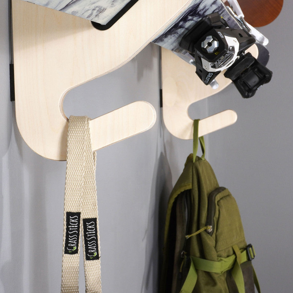 Ski Rack - The Hallsteiner Series Horizontal Ski Wall Mount, Birch, Show-Off