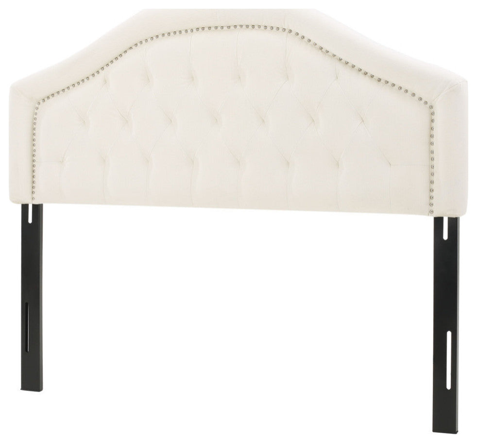 GDF Studio Kaarina Elegant Fabric Queen/Full Headboard, Ivory
