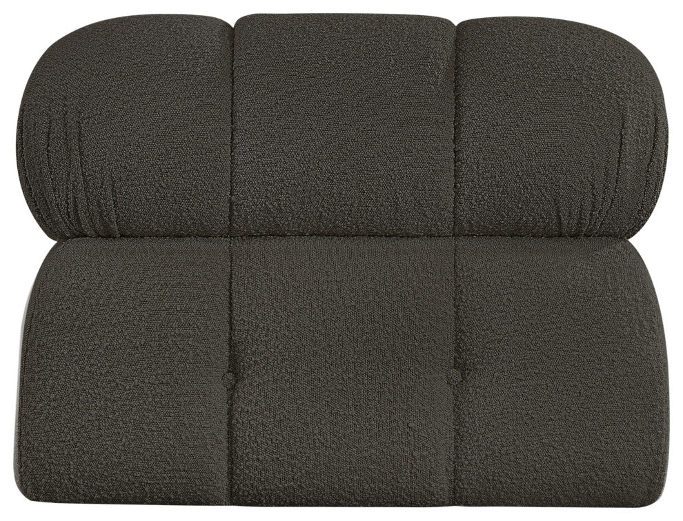 Ames Boucle Fabric Modular Chair, Brown, Armless Chair