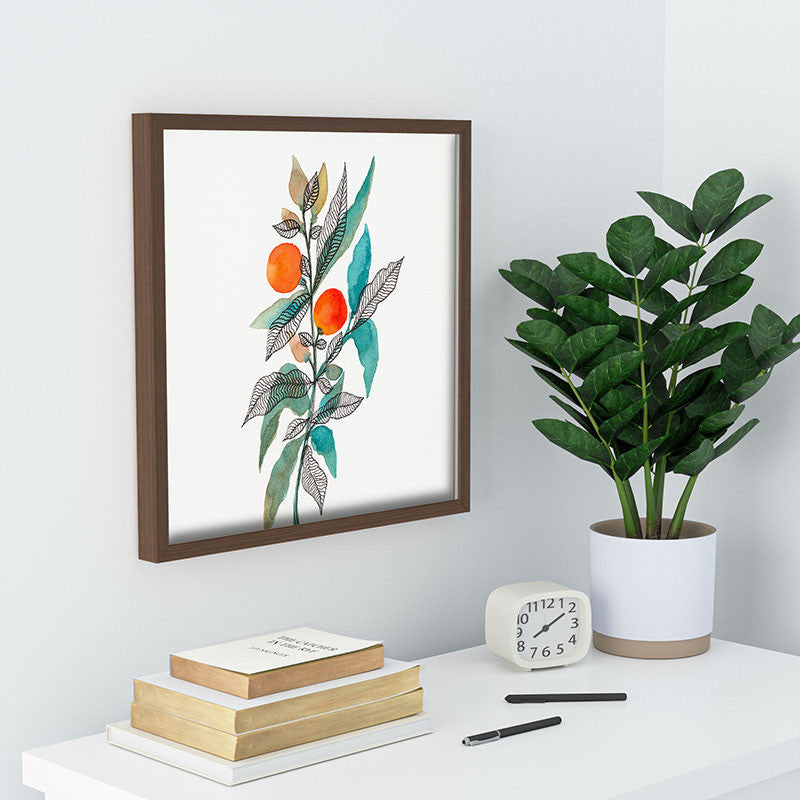 Viviana Gonzalez Watercolor Ink Leaves 3 Recessed Framing Square