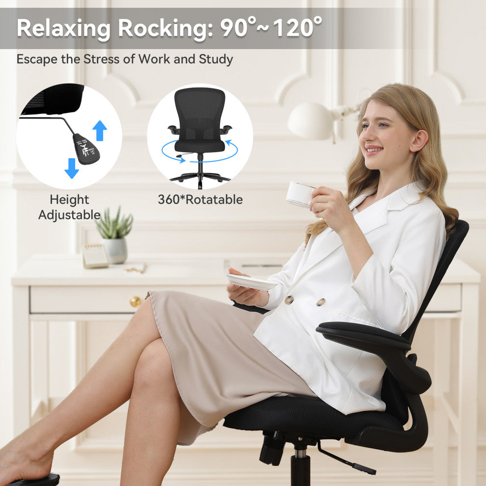 SEYNAR Ergonomic Breathable Mesh Desk Chair, Computer Chair with Armrests, Black
