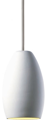 Radiance Curve Pendant, Bisque, Polished Chrome, Rigid Stem, E26