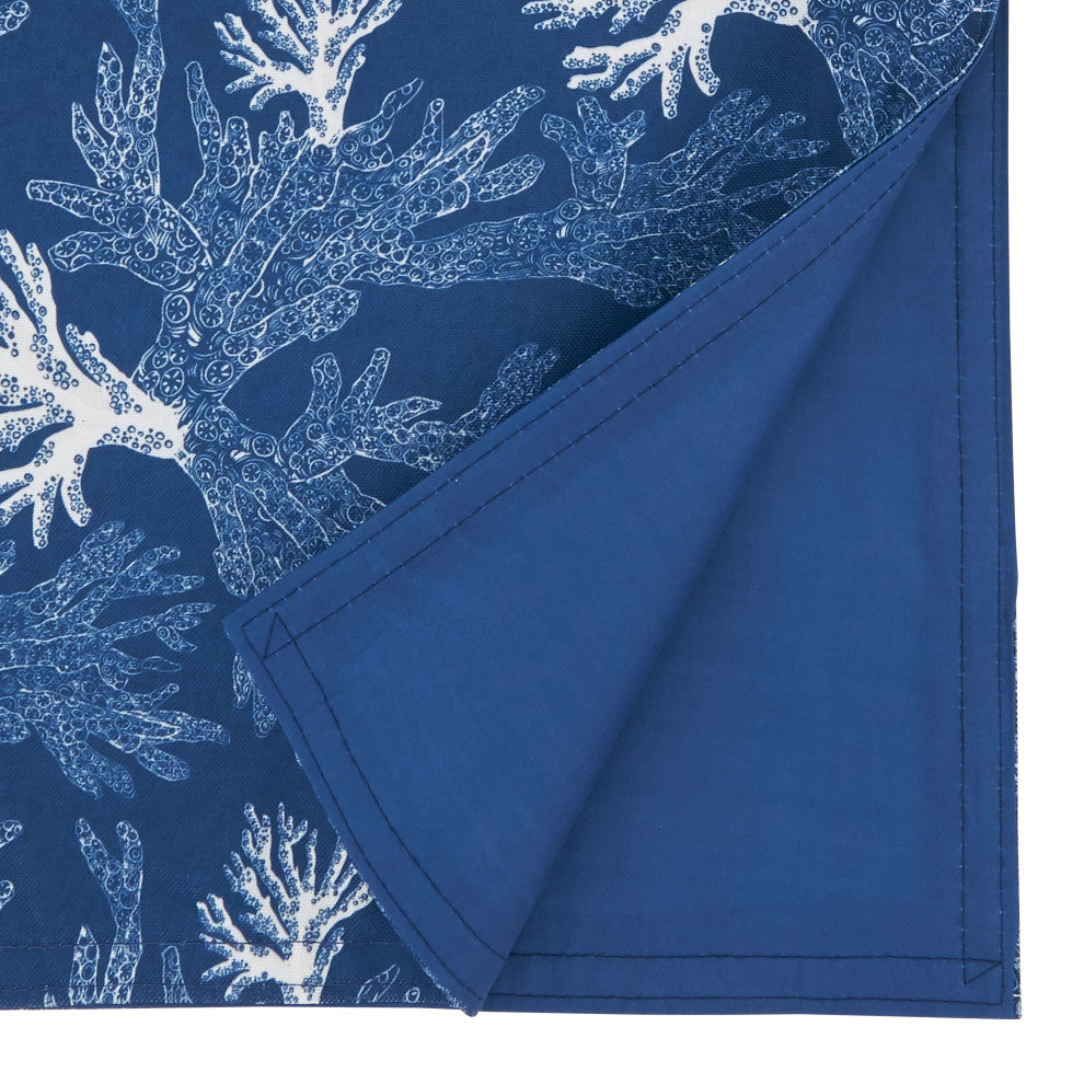 Table Runner With Sea Coral Design, Navy Blue, 16"x120"