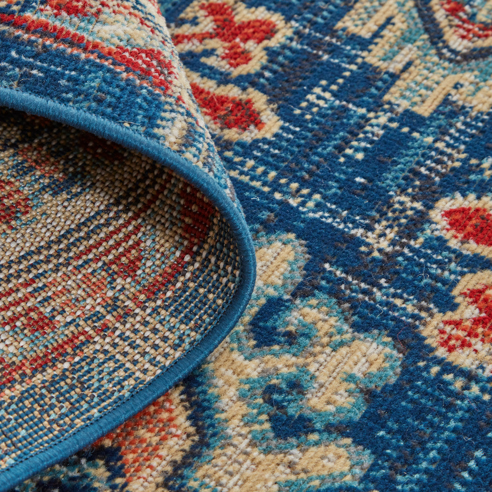 Weave & Wander Kezia Rug, Classic Blue/True Red, 6ft-5in x 9ft-6in