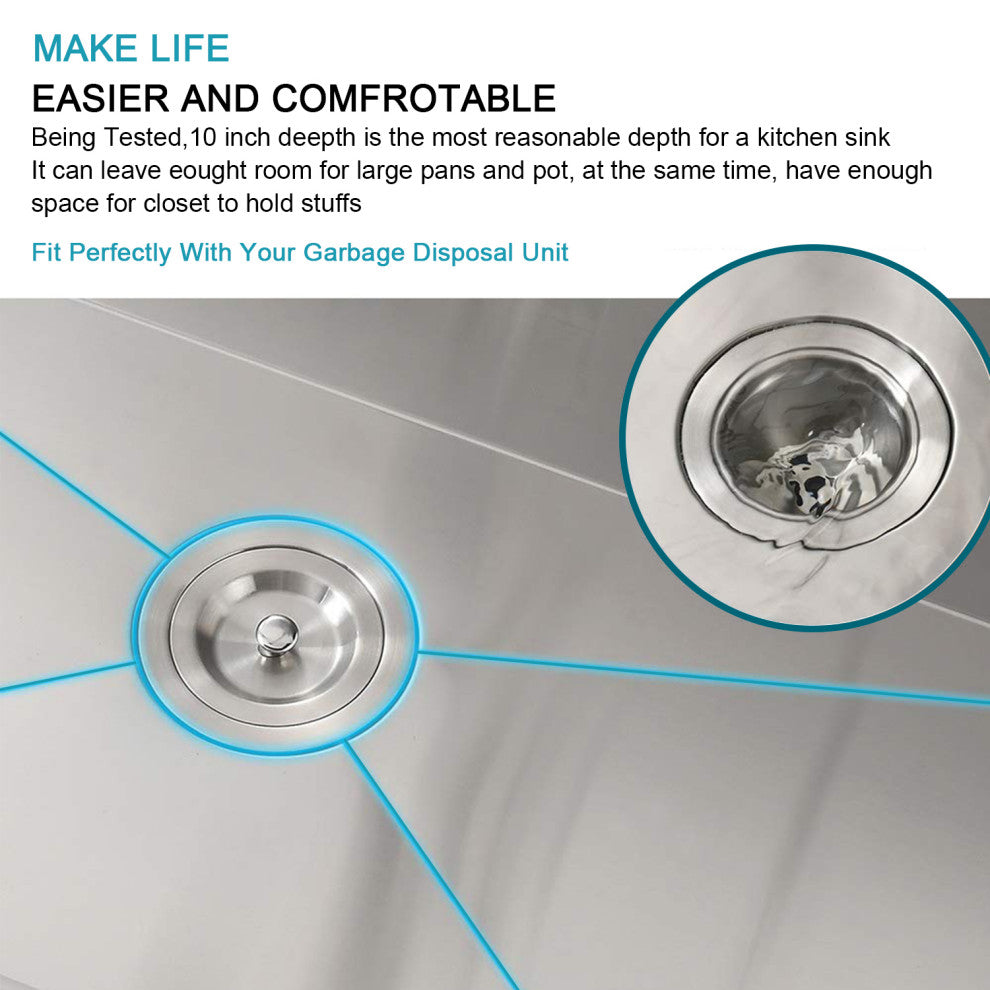 30" double hole single basin undermount kitchen sink