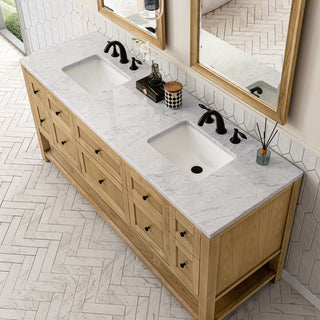 Breckenridge 72" Double Vanity, Light Natural Oak, 3CM Arctic Fall Top