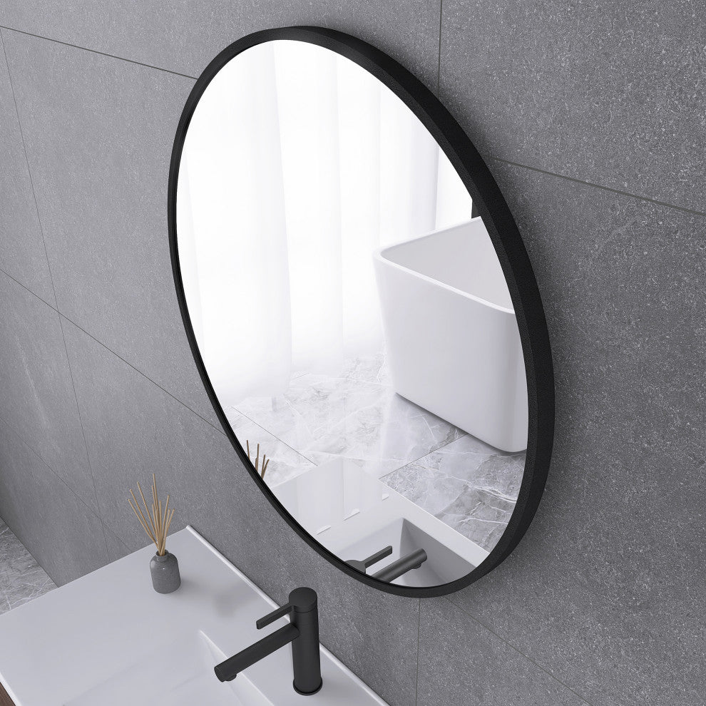 Round Framed Wall Mounted Bathroom Vanity Mirror, 30''